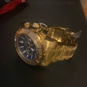 Invicta Bold Gold and Black Chronograph Watch